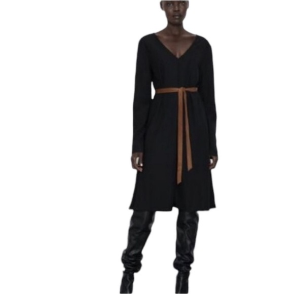 Zara Black Dress Double V-neck Sleeveless Sz small - Picture 6 of 6